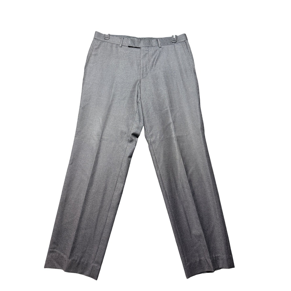 Hugo Boss Dress Pants Men 42R Gray Excellent Pinstripe Virgin Wool